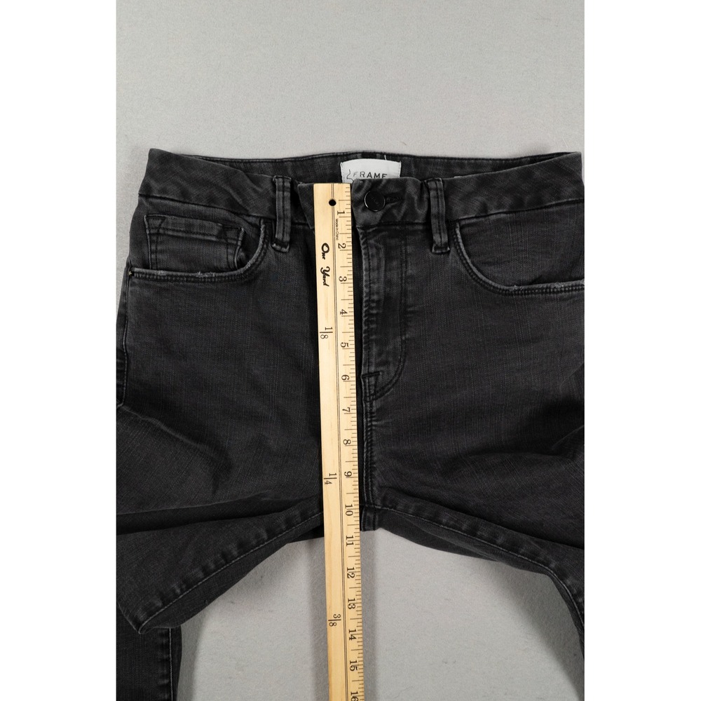 Frame Le Crop Mini Boot Jeans Women's 28 Black Raw Hem Cropped Stretch Denim - Picture 7 of 12
